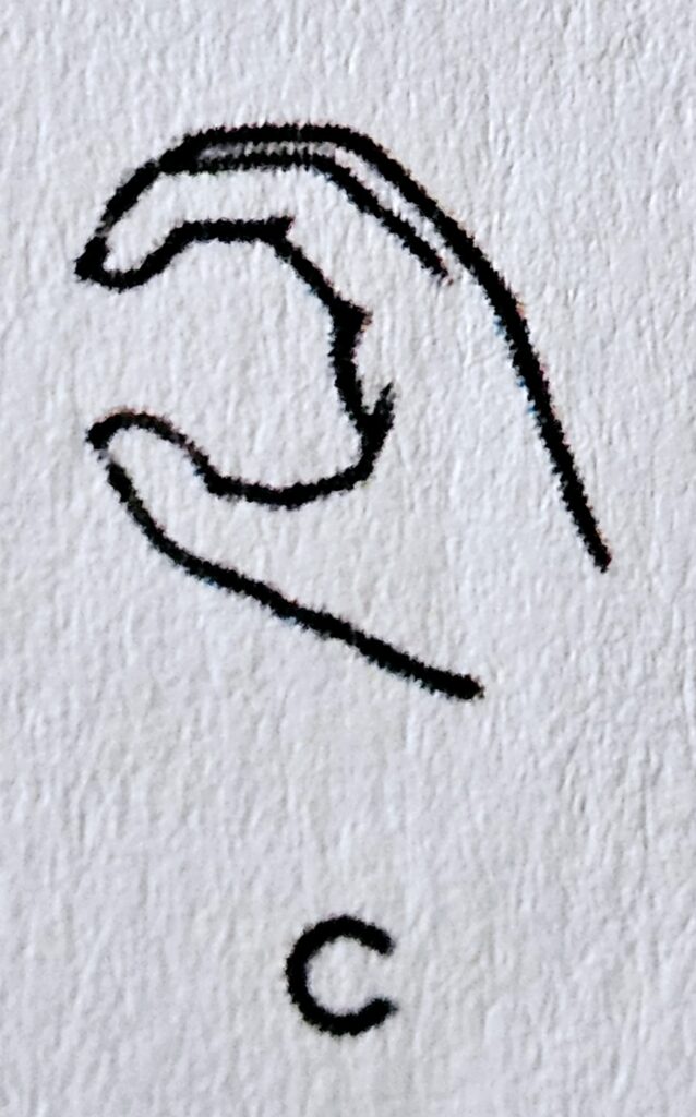 The letter C in Makaton