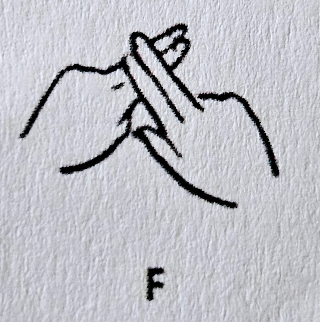 The letter F in Makaton