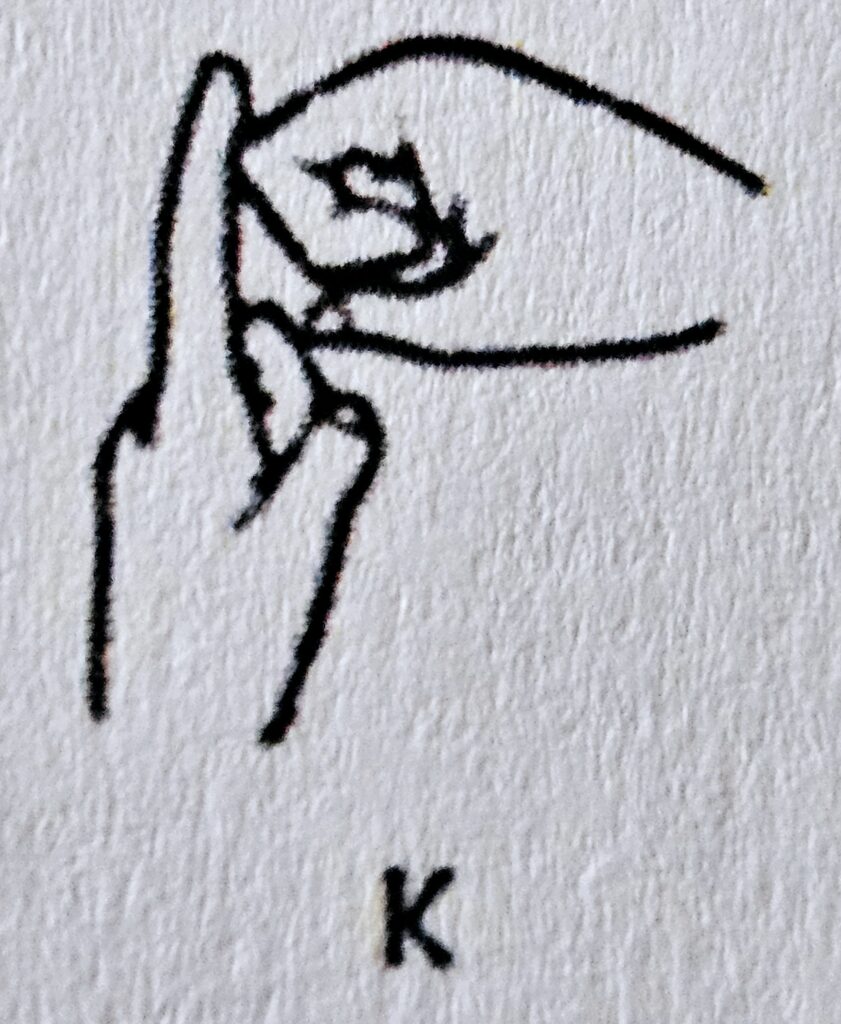 The letter K in Makaton
