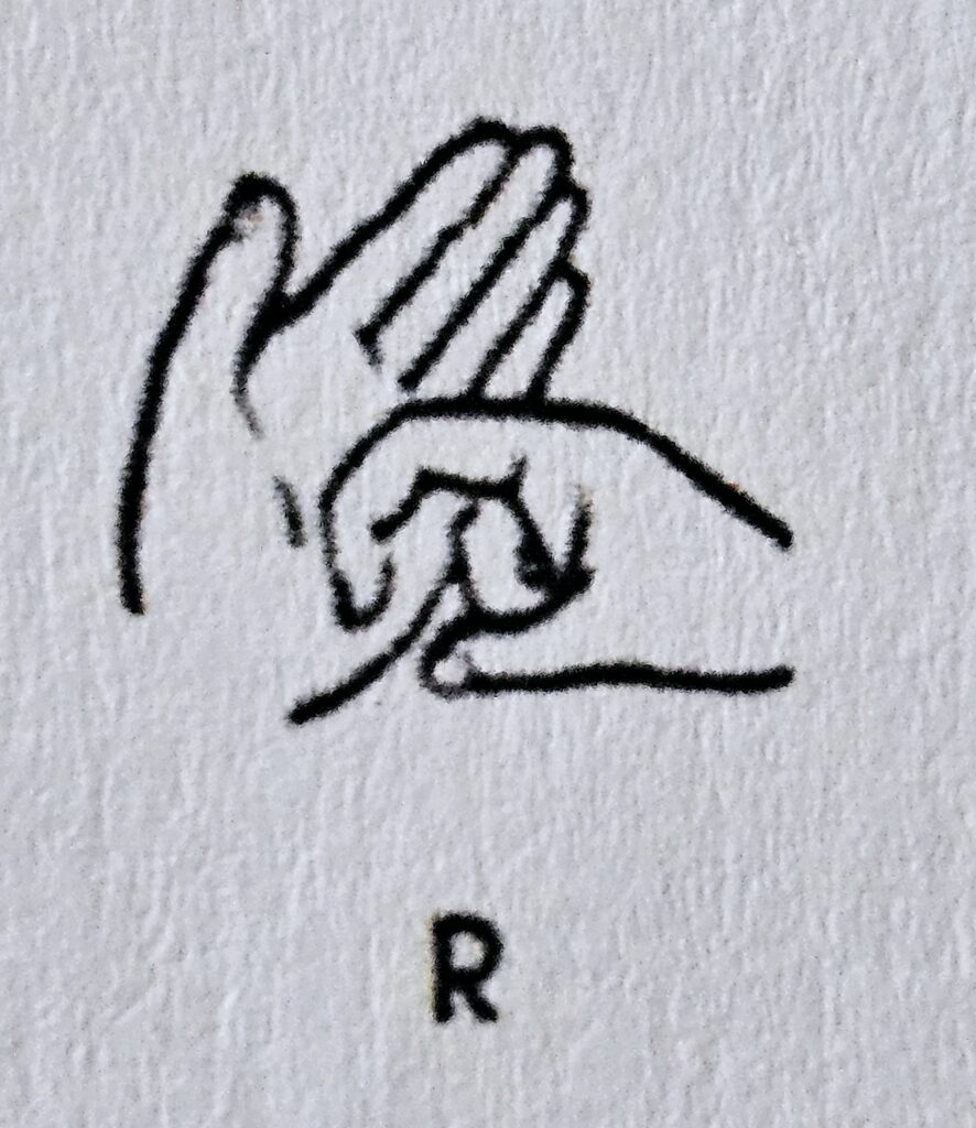 The letter R in Makaton