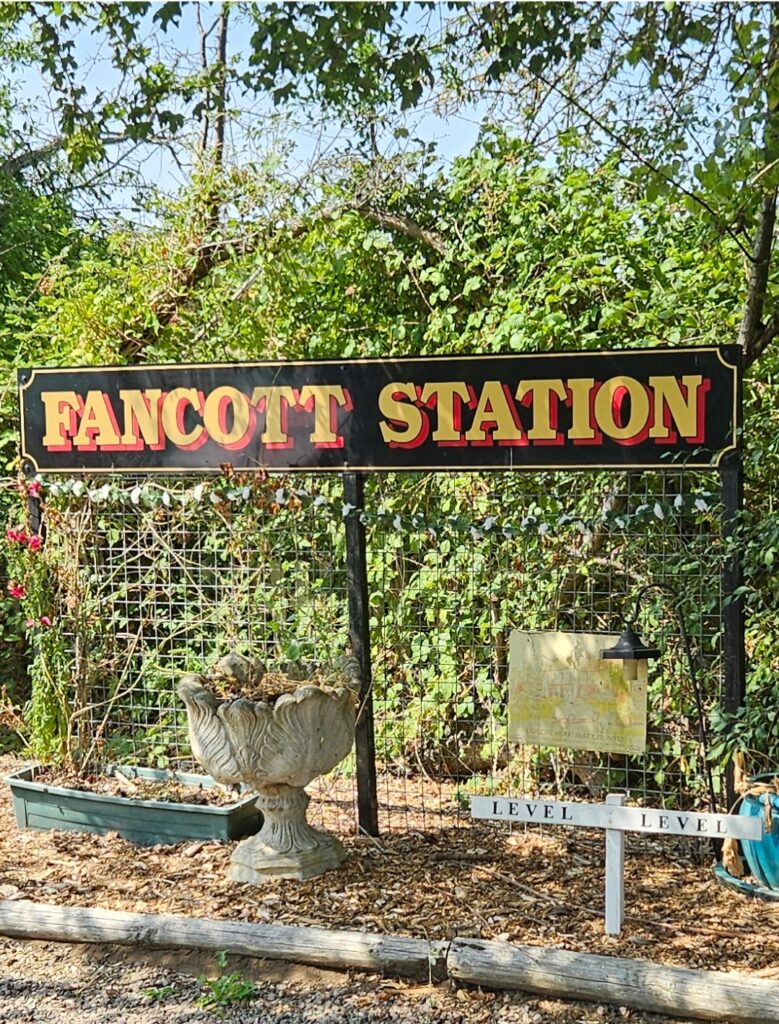 A sign from the platform at Fancott Miniature Railway